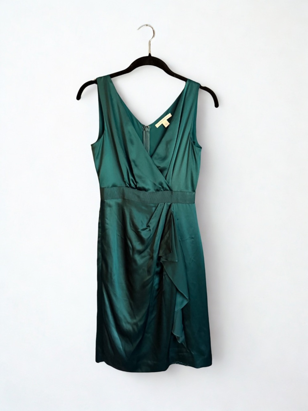 100% Silk Banana Republic Emerald Green One-Shoulder Dress